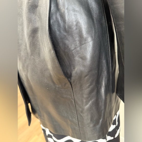 🥳🥳ST. JOHN Marie Grey Collection Leather Coat Jacket, Black - Picture 11 of 16
